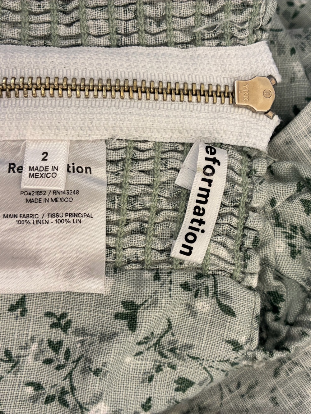 Reformation Mint Green Floral 100% Linen Set - Picture 8 of 8